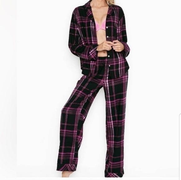 Victoria's Secret Other - Victoria's Secret Pajamas Black Pink Purple Metallic Size Medium
